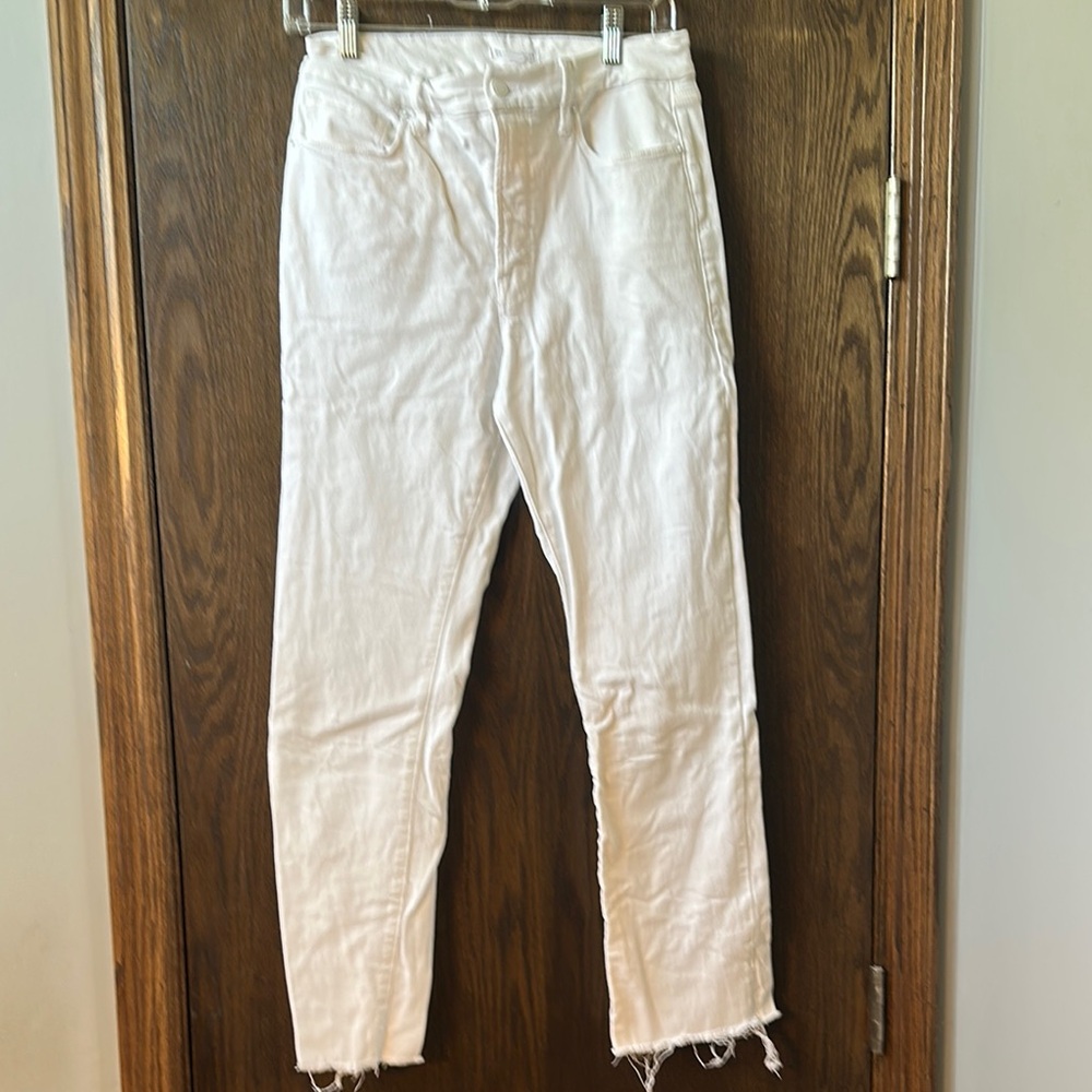 Good American White Denim with Frayed Hem